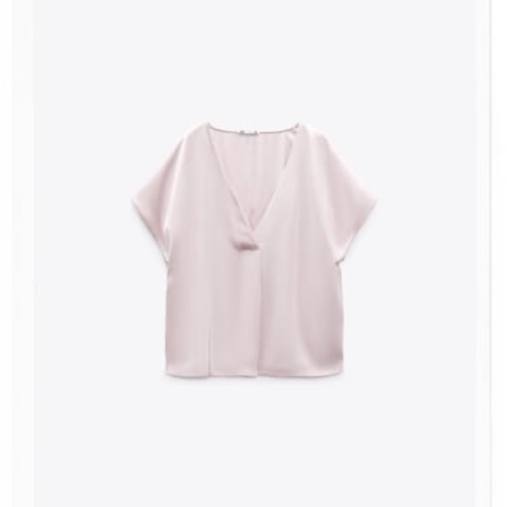 NWT Zara Satin Effect Pleated T-Shirt